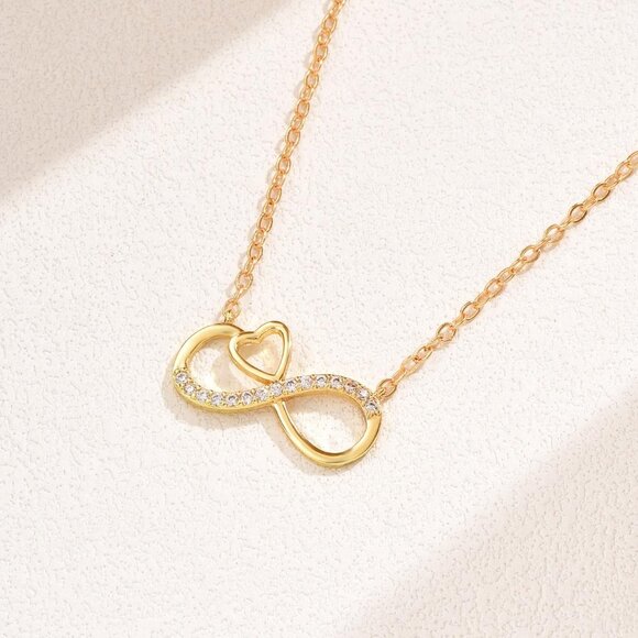 Rhinestone Infinity Symbol Pendant Necklace,Chain charm dainty Minimalist trendy - Picture 4 of 10